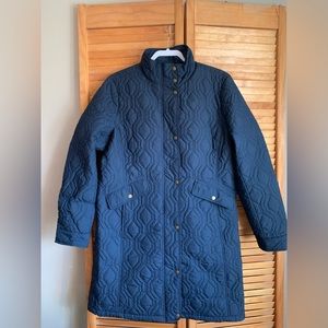 Lands End sz large navy quilted polartec fill coat with two front pockets.New .